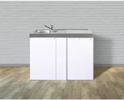 Stengel-Küchen Miniküche mit Geräten Kitchenline 120 cm weiß glänzend vormontiert Variante links 1112000106100