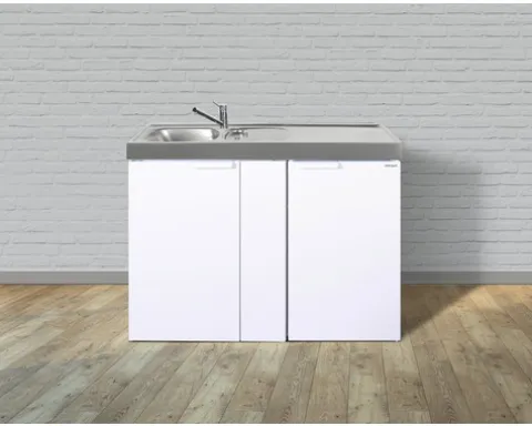 Stengel-Küchen Miniküche mit Geräten Kitchenline 120 cm weiß glänzend vormontiert Variante links 1112000106100