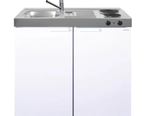 Stengel-Küchen Miniküche mit Geräten Kitchenline 100 cm weiß glänzend vormontiert Variante links 1110000002100