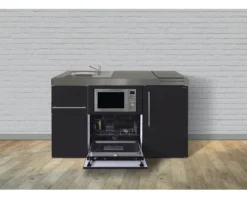 Stengel-Küchen Miniküche mit Geräten Premiumline 150,0 cm schwarz matt vormontiert Variante links 1015078168112