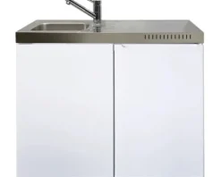 Stengel-Küchen Miniküche mit Geräten Easyline 100 cm weiß glänzend vormontiert Variante links 1410000006300