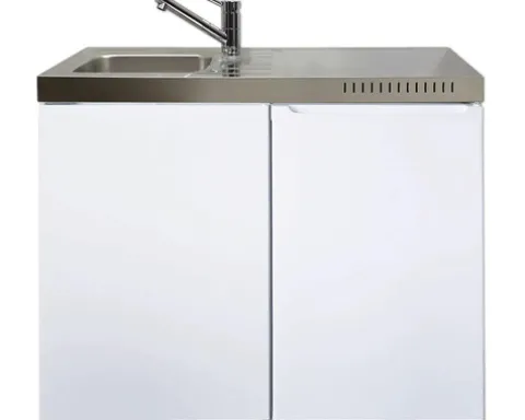 Stengel-Küchen Miniküche mit Geräten Easyline 100 cm weiß glänzend vormontiert Variante links 1410000006300