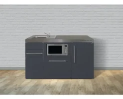 Stengel-Küchen Miniküche mit Geräten Premiumline 150,0 cm grau matt vormontiert Variante links 1015078166115