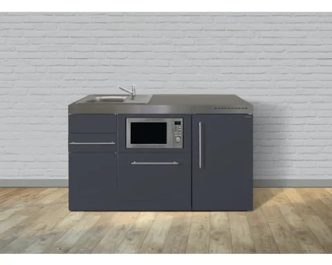 Stengel-Küchen Miniküche mit Geräten Premiumline 150,0 cm grau matt vormontiert Variante links 1015078166115