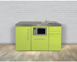 Stengel-Küchen Miniküche mit Geräten Premiumline 150,0 cm grün glänzend vormontiert Variante rechts 1015078165113