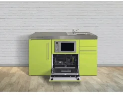 Stengel-Küchen Miniküche mit Geräten Premiumline 150,0 cm grün glänzend vormontiert Variante rechts 1015078165113