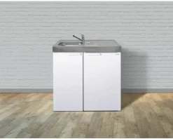 Stengel-Küchen Miniküche mit Geräten Kitchenline 90 cm weiß glänzend vormontiert Variante links 1109000006100