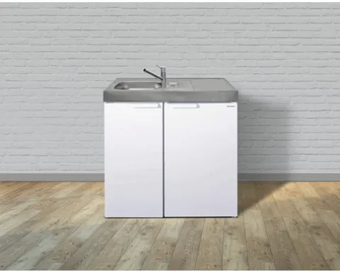 Stengel-Küchen Miniküche mit Geräten Kitchenline 90 cm weiß glänzend vormontiert Variante links 1109000006100