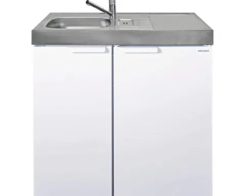 Stengel-Küchen Miniküche mit Geräten Kitchenline 90 cm weiß glänzend vormontiert Variante links 1109000006100