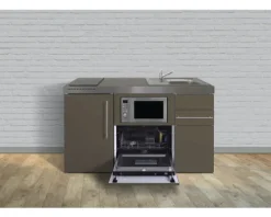 Stengel-Küchen Miniküche mit Geräten Premiumline 150,0 cm mokka metallic matt vormontiert Variante rechts 1015078167114