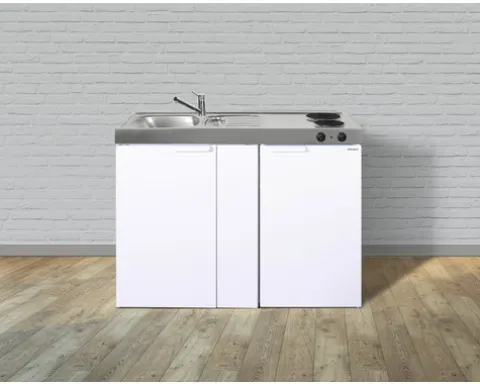Stengel-Küchen Miniküche mit Geräten Kitchenline 120 cm weiß glänzend vormontiert Variante links 1112000102100