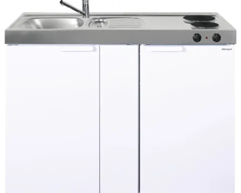 Stengel-Küchen Miniküche mit Geräten Kitchenline 120 cm weiß glänzend vormontiert Variante links 1112000102100