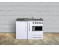 Stengel-Küchen Miniküche mit Geräten Premiumline 120 cm weiß glänzend vormontiert Variante rechts 1012001263100