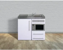 Stengel-Küchen Miniküche mit Geräten Premiumline 100 cm weiß glänzend vormontiert Variante rechts 1010001063100