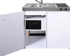 Stengel-Küchen Miniküche mit Geräten Kitchenline 100 cm weiß glänzend vormontiert Variante links 1110001004100
