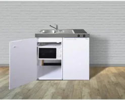 Stengel-Küchen Miniküche mit Geräten Kitchenline 100 cm weiß glänzend vormontiert Variante links 1110001004100