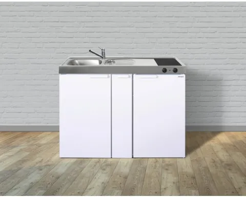 Stengel-Küchen Miniküche mit Geräten Kitchenline 120 cm weiß glänzend vormontiert Variante links 1112000204100