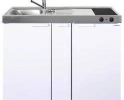 Stengel-Küchen Miniküche mit Geräten Kitchenline 120 cm weiß glänzend vormontiert Variante links 1112000204100