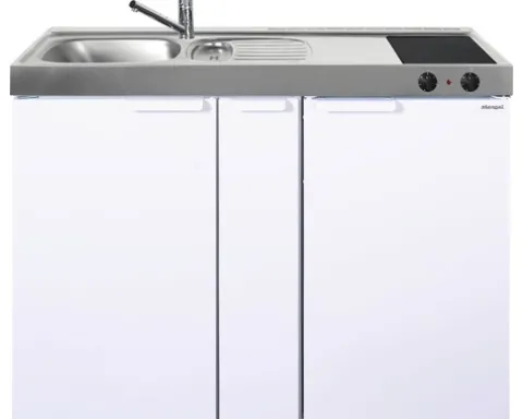 Stengel-Küchen Miniküche mit Geräten Kitchenline 120 cm weiß glänzend vormontiert Variante links 1112000204100