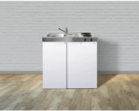 Stengel-Küchen Miniküche mit Geräten Kitchenline 90 cm weiß glänzend vormontiert Variante links 1109000002100