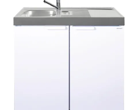 Stengel-Küchen Miniküche mit Geräten Kitchenline 100 cm weiß glänzend vormontiert Variante links 1110000006100