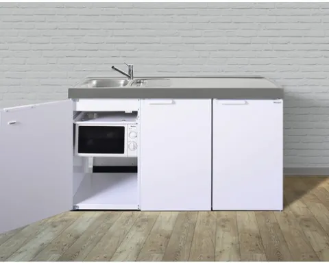 Stengel-Küchen Singleküche mit Geräten Kitchenline 150 cm weiß glänzend vormontiert Variante links 1115001006100