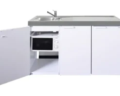 Stengel-Küchen Singleküche mit Geräten Kitchenline 150 cm weiß glänzend vormontiert Variante links 1115001006100