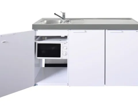 Stengel-Küchen Singleküche mit Geräten Kitchenline 150 cm weiß glänzend vormontiert Variante links 1115001006100