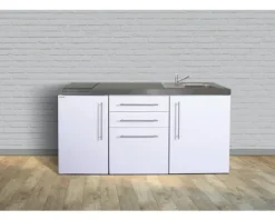 Stengel-Küchen Singleküche mit Geräten Premiumline 170 cm weiß glänzend vormontiert Variante rechts 1017008013100