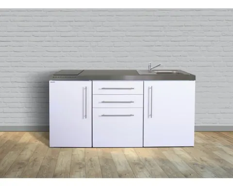 Stengel-Küchen Singleküche mit Geräten Premiumline 170 cm weiß glänzend vormontiert Variante rechts 1017008013100