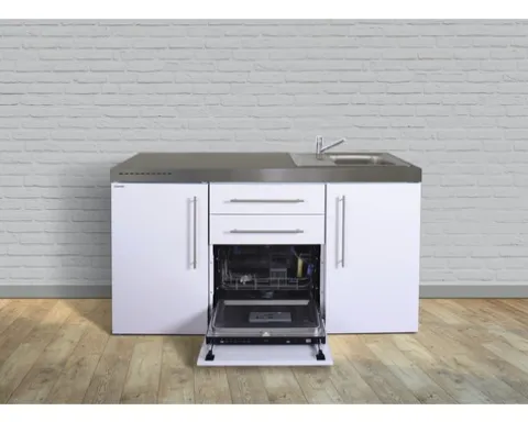Stengel-Küchen Singleküche mit Geräten Premiumline 160 cm weiß glänzend vormontiert Variante rechts 1016068065100