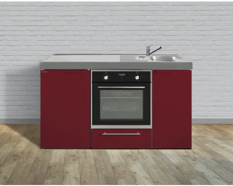 Stengel-Küchen Singleküche mit Geräten Kitchenline 150,0 cm rot glänzend vormontiert Variante rechts 1115000605103