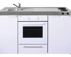 Stengel-Küchen Singleküche mit Geräten Kitchenline 150 cm weiß glänzend vormontiert Variante links 1115000502100