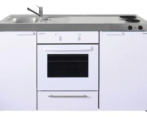 Stengel-Küchen Singleküche mit Geräten Kitchenline 150 cm weiß glänzend vormontiert Variante links 1115000502100