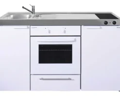 Stengel-Küchen Singleküche mit Geräten Kitchenline 150 cm weiß glänzend vormontiert Variante links 1115000504100