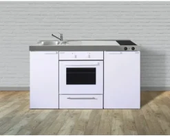 Stengel-Küchen Singleküche mit Geräten Kitchenline 150 cm weiß glänzend vormontiert Variante links 1115000504100
