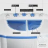 tectake Mini-Waschmaschine 4,5 kg, 3,5 kg Schleuder - Energieeffizient - Blau/Weiß, 65x40x75 cm Blau/Weiß