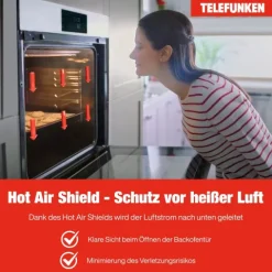 Telefunken Backofen Einbaubackofen autark 78 Liter Hot Air Shield 60 cm Einbau Ofen ohne Kochfeld Schwarz