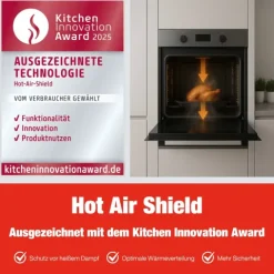 Telefunken Backofen Einbaubackofen autark 78 Liter Hot Air Shield 60 cm Einbau Ofen ohne Kochfeld Schwarz