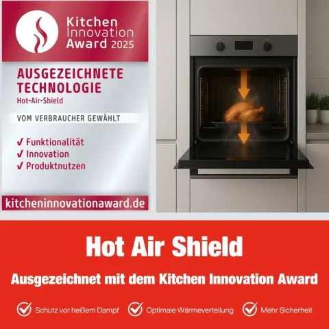 Telefunken Backofen Einbaubackofen autark 78 Liter Hot Air Shield 60 cm Einbau Ofen ohne Kochfeld Schwarz