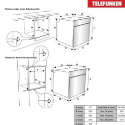 Telefunken Backofen Einbaugerät Einbaubackofen ohne Kochfeld Ofen autark mit 73 Liter Volumen 60 cm B-OV-75-A-I