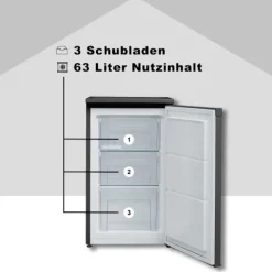 Telefunken CF-34-101-B Gefrierschrank 63 Liter Nutzinhalt Tiefkühlschrank klein schwarz