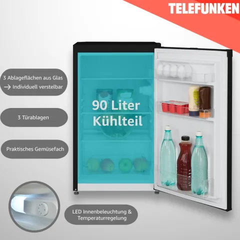 Telefunken CF-31-121-B Kühlschrank ohne Gefrierfach Freistehend 90 L Gesamt-Nutzinhalt Temperaturregelung