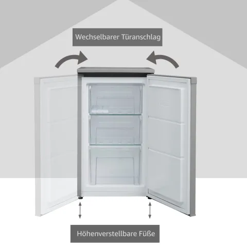 Telefunken CF-34-101-S Gefrierschrank 63 Liter Nutzinhalt Tiefkühlschrank klein silber