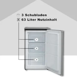 Telefunken CF-34-101-S Gefrierschrank 63 Liter Nutzinhalt Tiefkühlschrank klein silber
