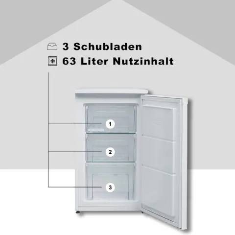 Telefunken CF-34-101-W Gefrierschrank 63 Liter Nutzinhalt Tiefkühlschrank klein weiß