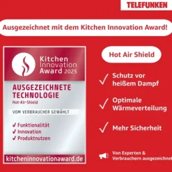 Telefunken ECHS65A-B2 Einbauherd-Set Elektro-Herd-Kochfeld-Kombi Backofen & Glaskeramik-Kochfeld Hot Air Shield