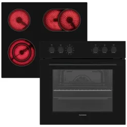 Telefunken ECHS65A-B2 Einbauherd-Set Elektro-Herd-Kochfeld-Kombi Backofen & Glaskeramik-Kochfeld Hot Air Shield