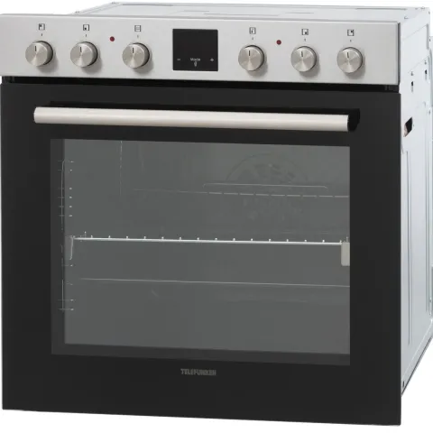 Telefunken Einbauherd-Set mit Glaskeramik-Kochfeld Backofen mit Ober-Unterhitze + Umluft Teleskopauszug 78 Liter