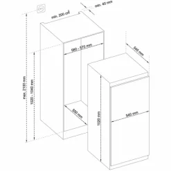 Telefunken EKG102S147E Einbaukühlschrank mit Gefrierfach 102cm Nische Schlepptür-Technik 139 Liter Nutzinhalt